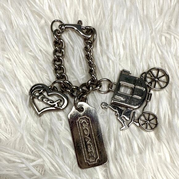 Vintage COACH y2k Carriage Heart Hangtag Bag Charm Key Fob - Picture 1 of 3